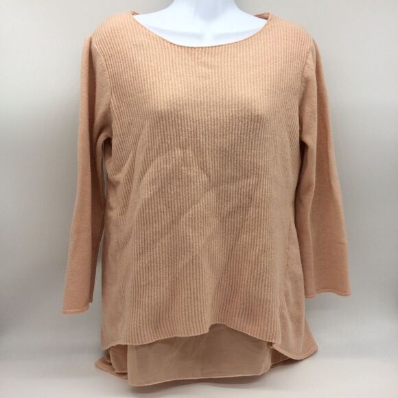 Zara Sweaters - Zara Long Sleeve Lagon Look Ribbed Knit Sweater w/Chiffon Showing Underneath-L